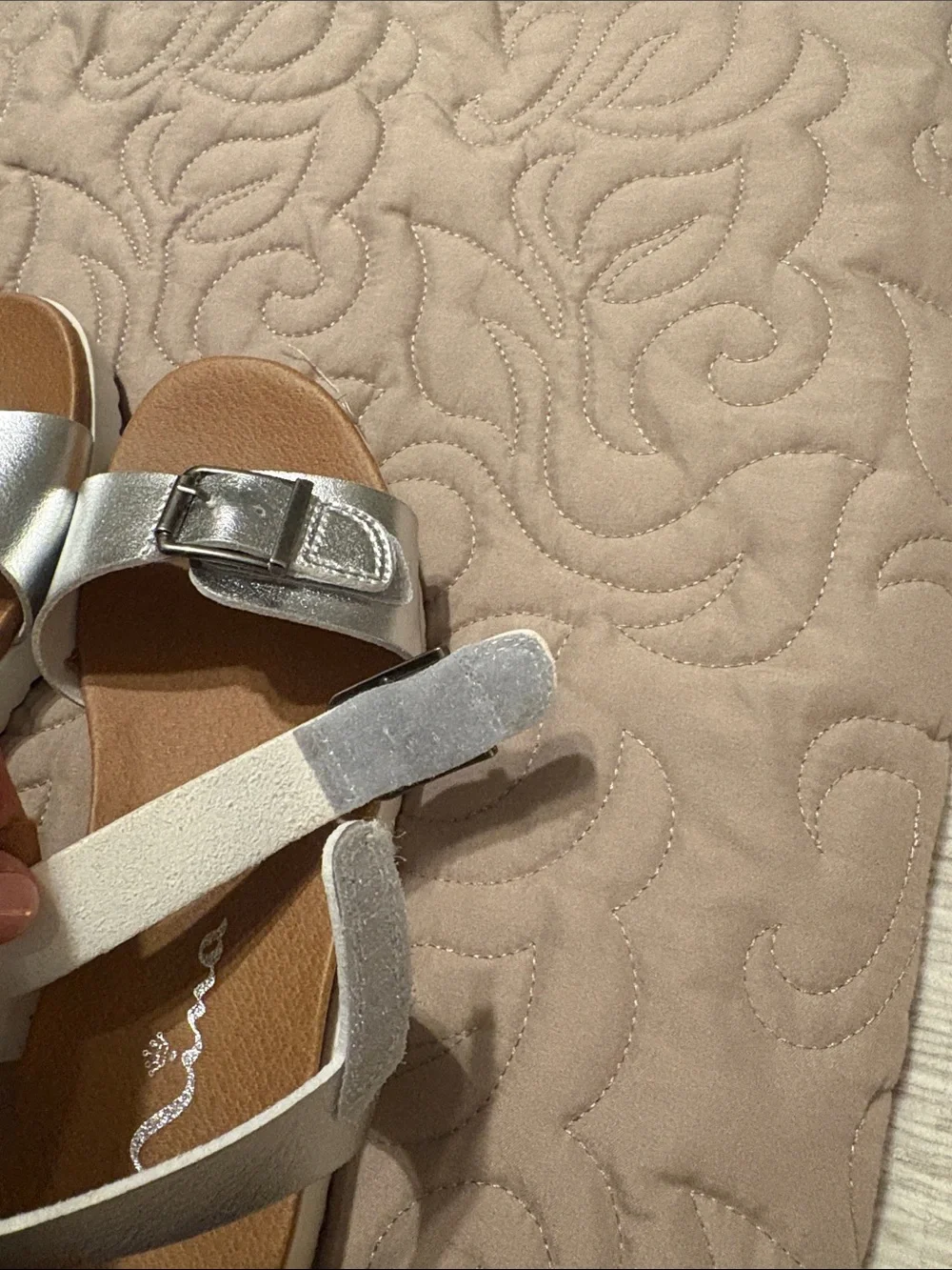 Girls Nina Silver Metallic Buckle Strap Sandals 3M